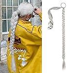 SEIKEA Long DIY Braided Ponytail Extension with Hair Tie Straight Wrap Around Hair Extensions Ponytail Natural Soft Synthetic Hairpiece Silver Mist Grey 34 Inch (After Braided 30 Inch)