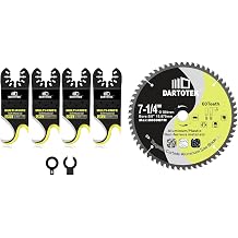 4pcs Oscillating Multi Tool Hook Knife Blade and 7-1/4"/184mm Aluminum Cutting Disc