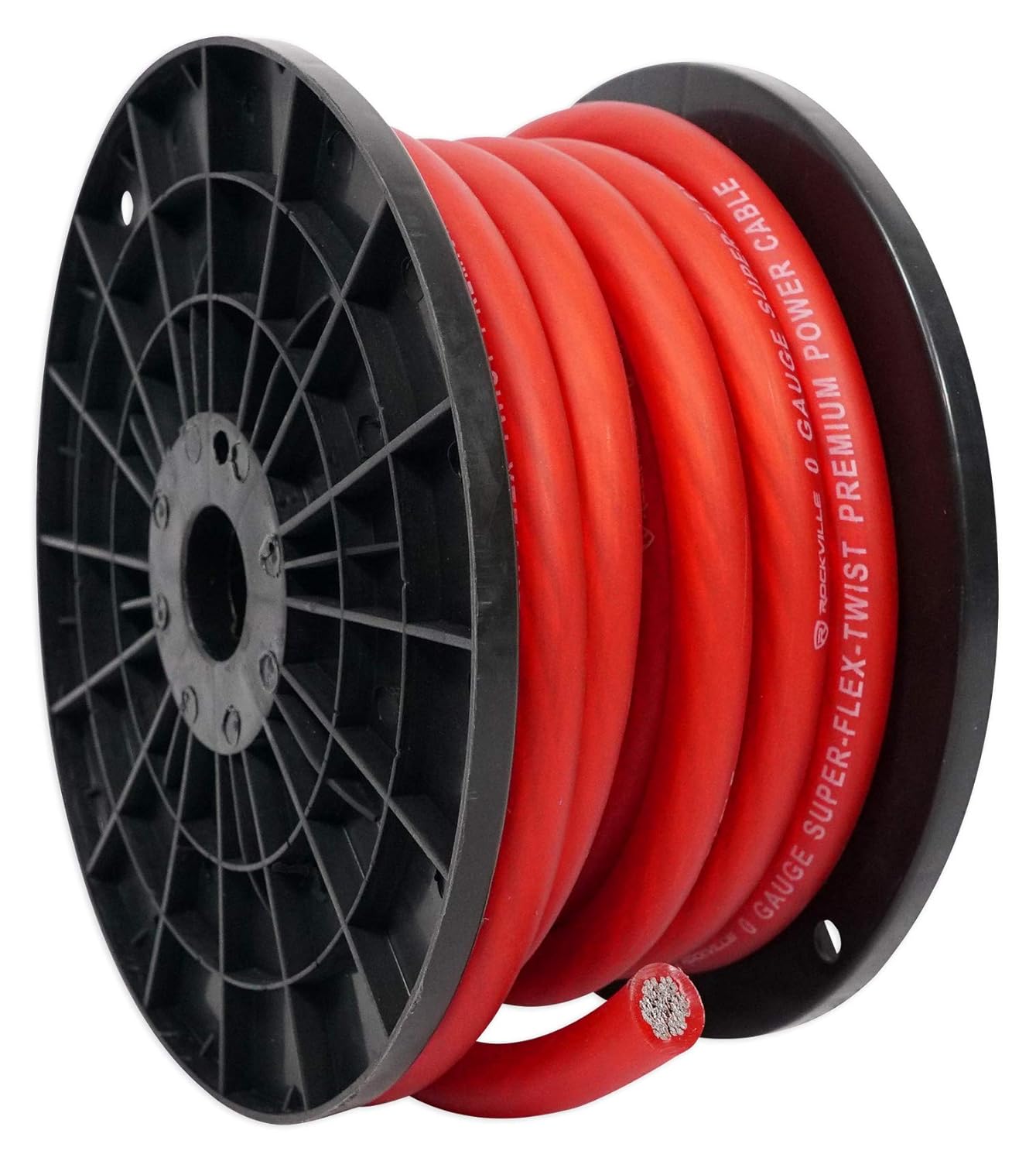 Rockville R0G30RED 0 Gauge 30ft Power/Ground Wire Cable, High Conductivity, Flexible PVC Jacket, Noise Reduction, Show Car Performance, for Car Audio Enthusiasts