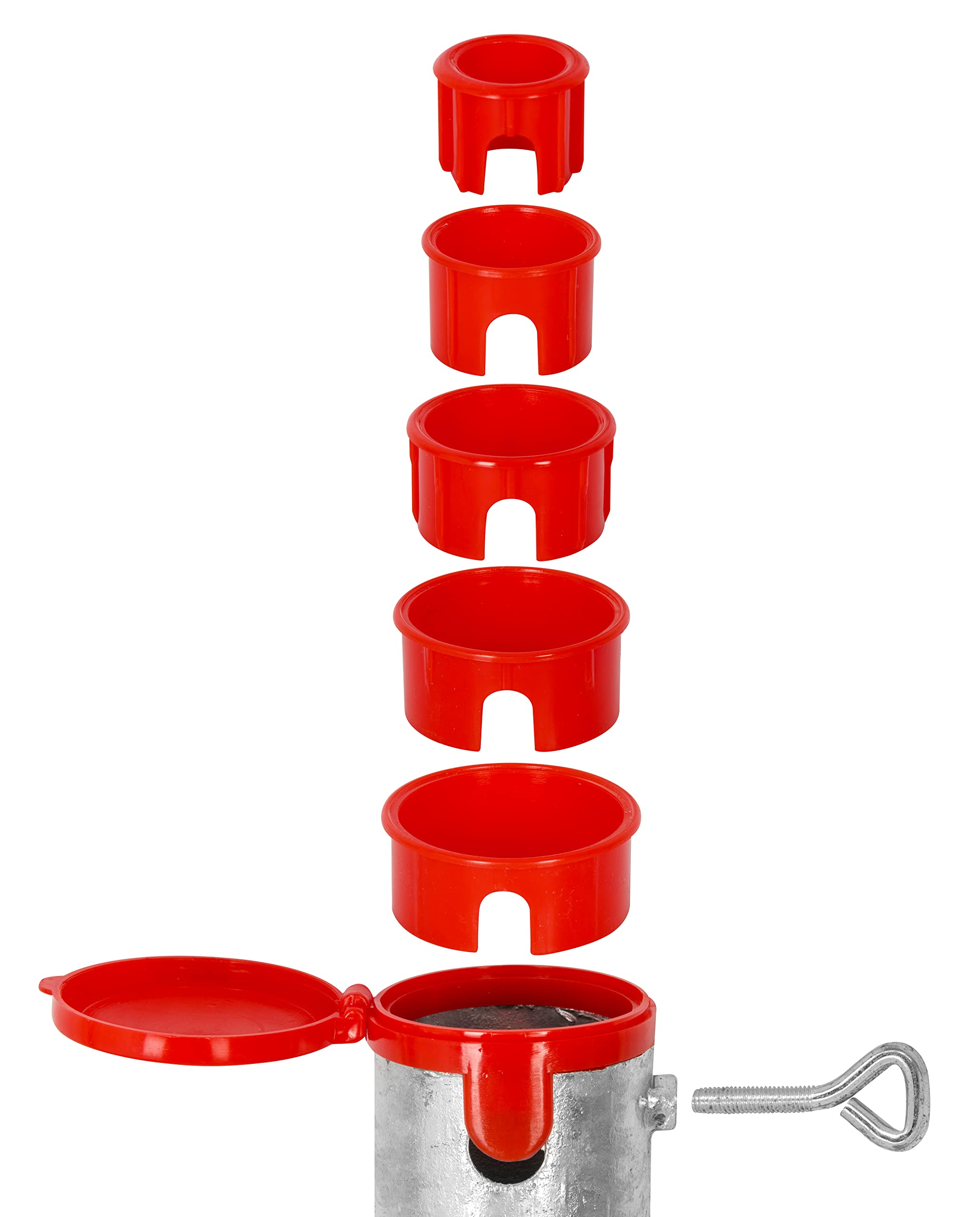 ADGO Schraubfundament Ø68 mm, Sockel für Gartenschirm, Swider, Einschraubhülse für Sonnenschirme, Bodenhülse, Bodendübel, 5 Reduzierhülsen 24-60mm, Eindrehstange, Eindrehbodenhülsen, Verzinkt (650 mm)