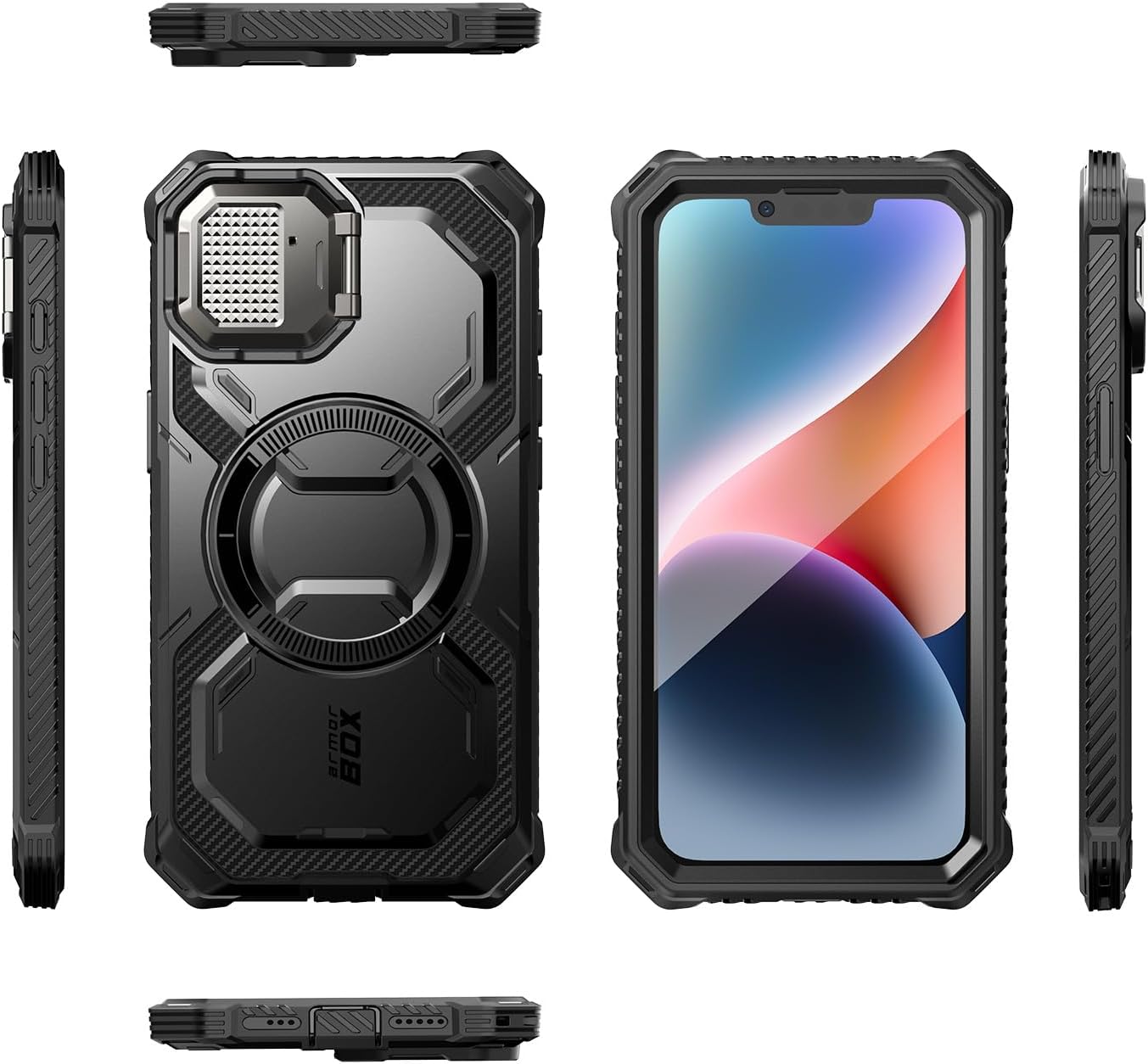 i-Blason for iPhone 16e Case with Camera Cover Stand [Built-in Screen Protector] [Wireless Charging Compatible] Full-Body Heavy Duty Military-Grade Protection Rugged Magnetic Phone Case, Black - Image 7