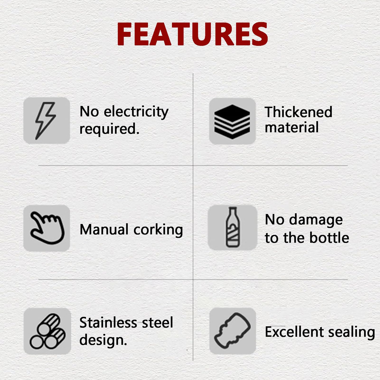 Tapón De Corcho para Botellas De Vino De Acero Inoxidable, Tapón De Corcho para Botellas De Vino De 375-750 Ml con Tapón De Corcho, Altura Ajustable, Kit De Taponado Manual, para Bodegas Domésticas