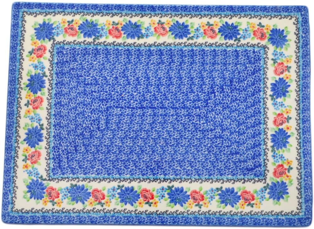 Polmedia Polish Pottery Cookie Sheet - Floweret Pattern Handmade in Boleslawiec Poland by Ceramika Artystyczna + Certificate of Authenticity