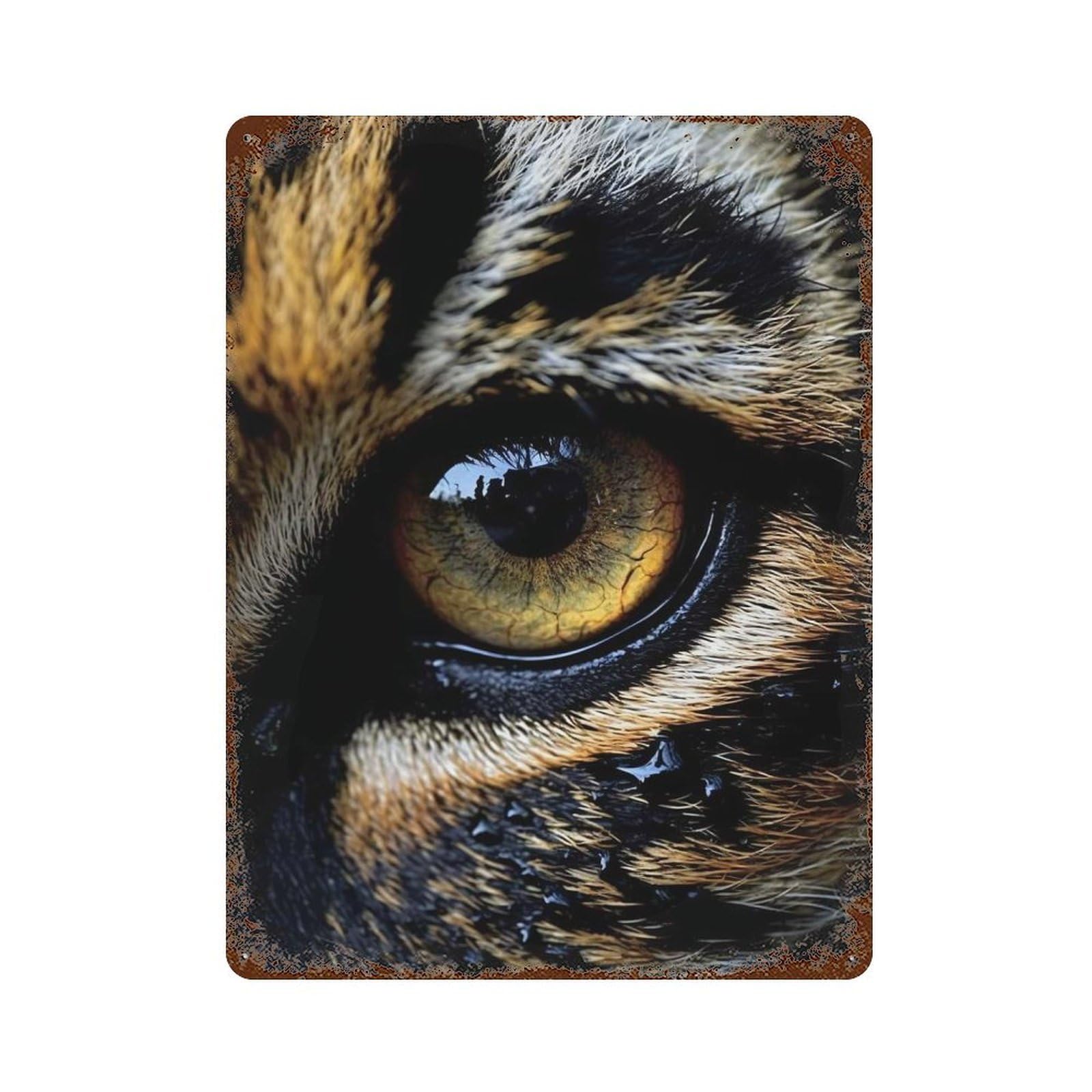Eye of Tiger Decorative Tin Sign 15.7"x11.8", Ideal for Cafe, Home Bar And Lounge Decor