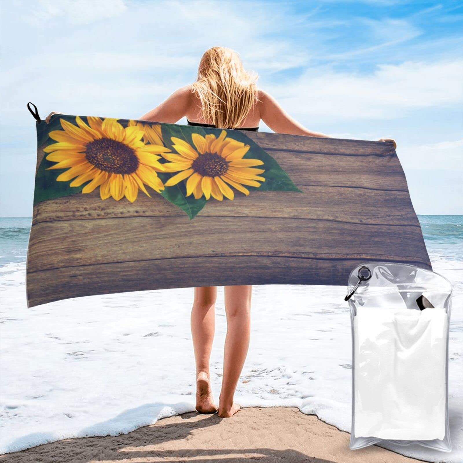 Serviette De Plage Vintage Tournesols En Microfibre Légère, Serviette