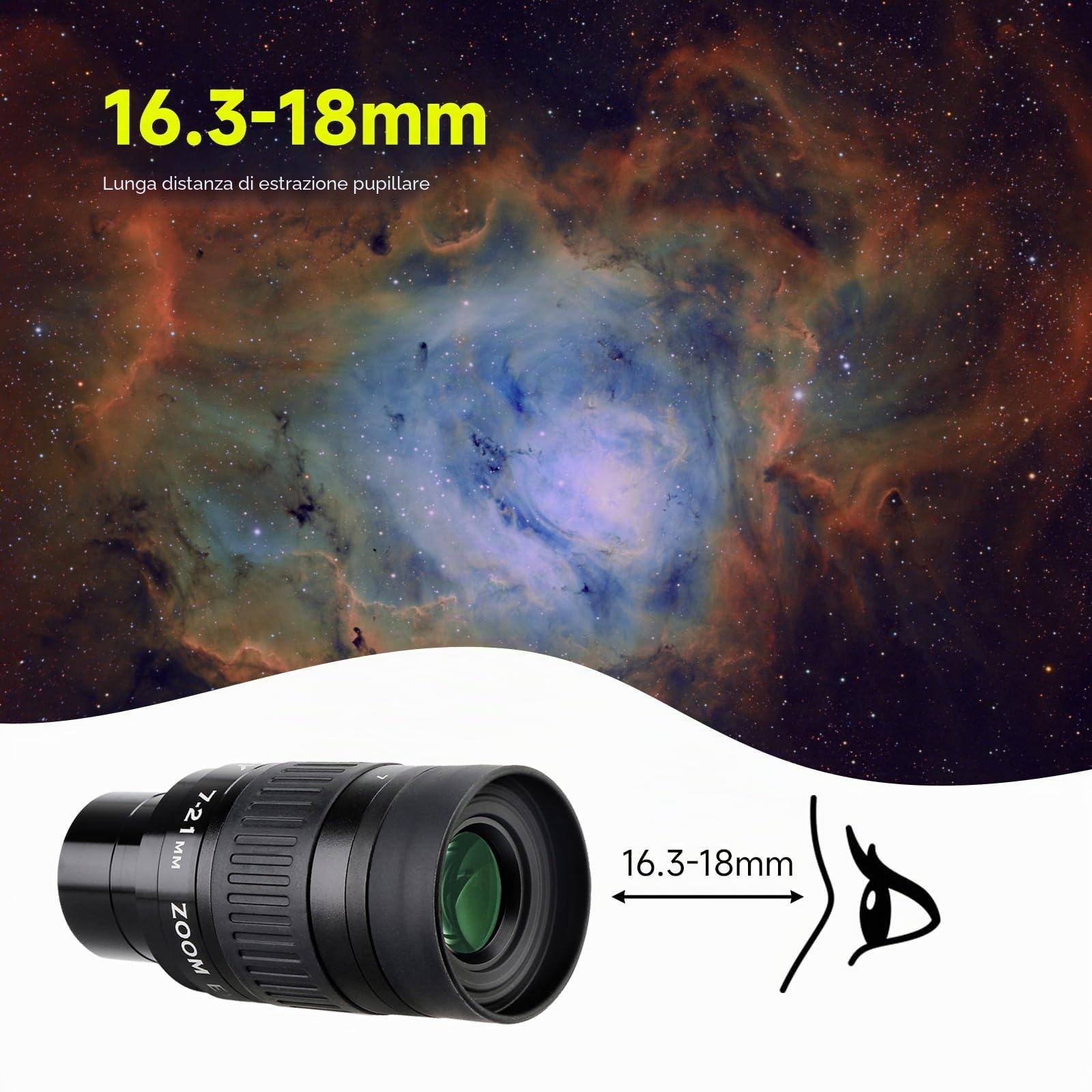 Svbony SV135 Telescopio Planetario Oculare Zoom, 7-21mm Lenti Oculari con FMC 6 Elementi 4 Gruppo, per Luna Astronomia Osservazione