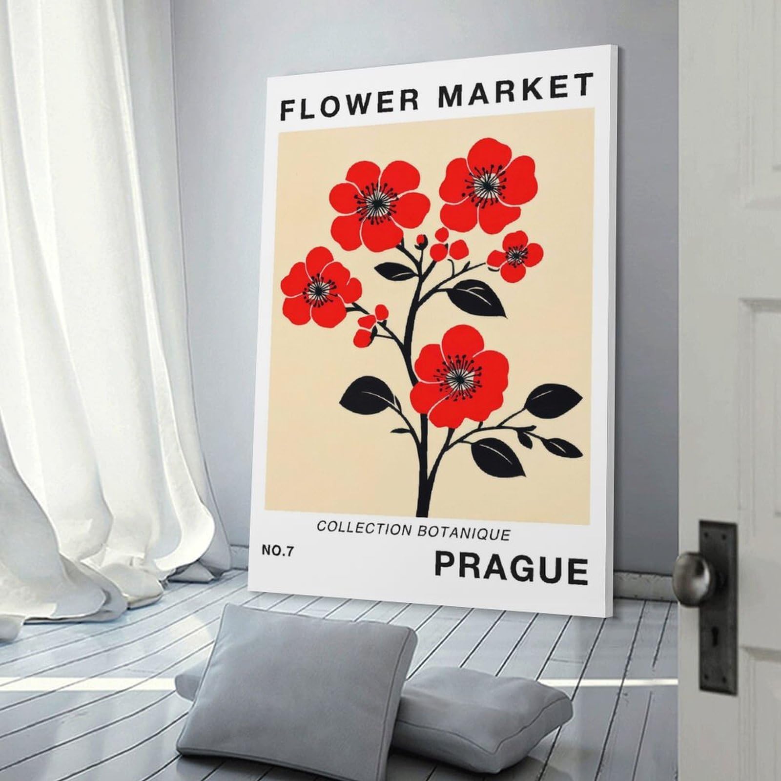 Junmoney Prague Flower Market Print Room Decor Wall Art, 16x24inch(40x60cm), for Entrance Spaces, Stair Walls Or Halls, A Stylish Accent for Home Entrances