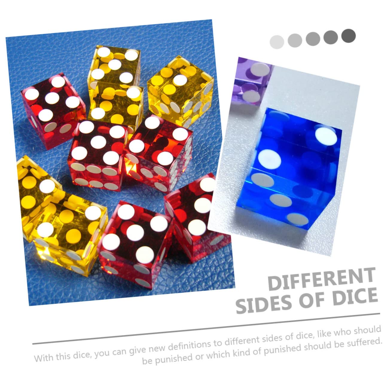 Hohopeti 5piezas Dados Acrílicos Transparentes para Fiesta Dados De Puntos Divertidos para Actividades Recreativas Mesa