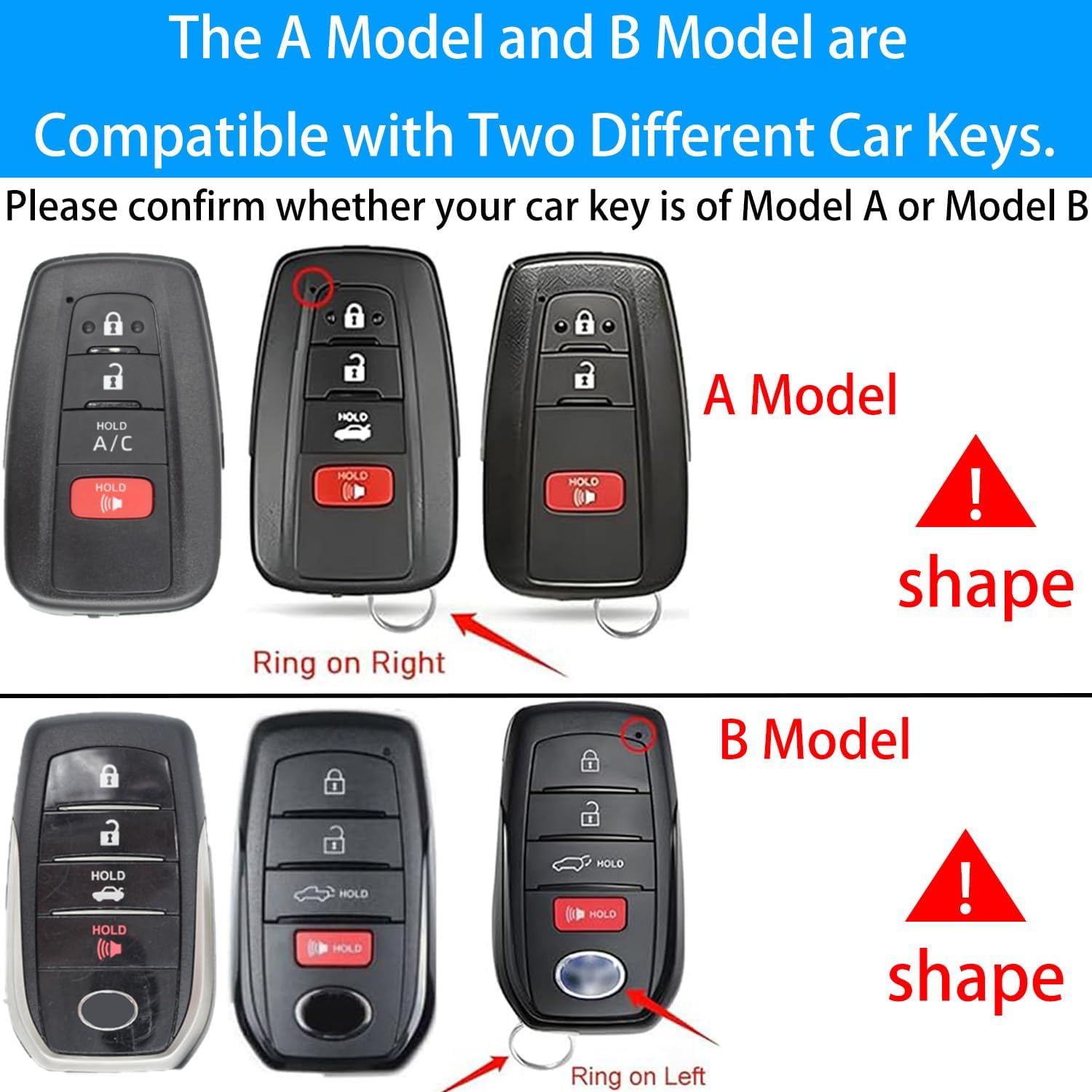Kirsnda Key fob Cover Compatible with Toyota Venza RAV4 Highlander Sienna Fortuner Prius ect Smart Remote Key Accessories,TPU Protection Key Case, B Model-New Silver