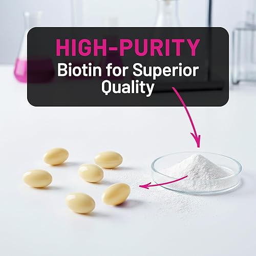 Miniatura 3 de NatureWise Cápsulas blandas de biotina de alta potencia de 10,000 mcg, biotina para el crecimiento del cabello, mujeres y hombres + soporte para la