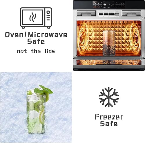 Miniatura 2 de 6 vasos de vidrio con tapas y pajitas de bambú, vasos reutilizables de boca ancha, adecuados para jugo, café helado, té, cerveza, whisky de cóctel