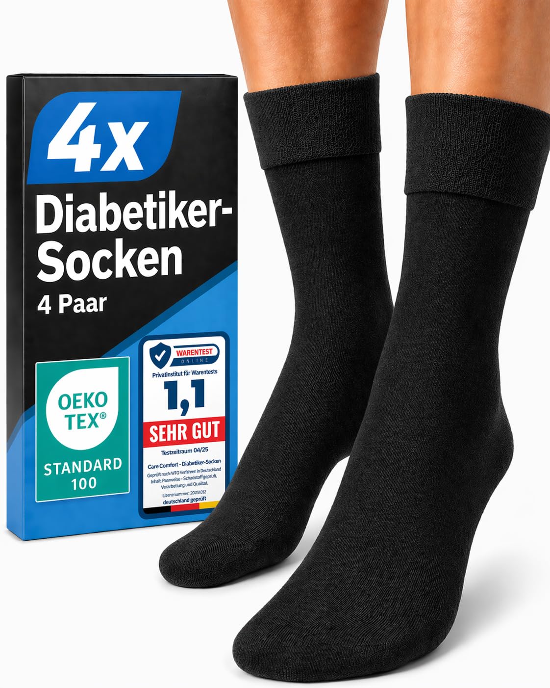 CORE GORIMO - 4 Paar - Diabetikersocken ohne Gummibund Herren und Damen - hochwertige Baumwolle - Diabetikersocken Herren und Diabetiker Socken Damen für jede Lebenslage