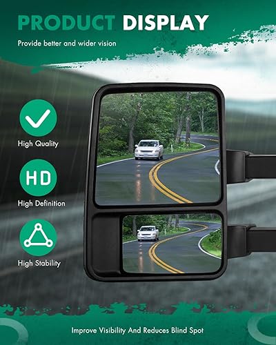 Miniatura 7 de SCITOO Espejos de remolque cromados para Ford 1999-2007 para Ford para F250F350F450F550 Super Duty con par LH RH Power Adjusted Heated Turn Signal