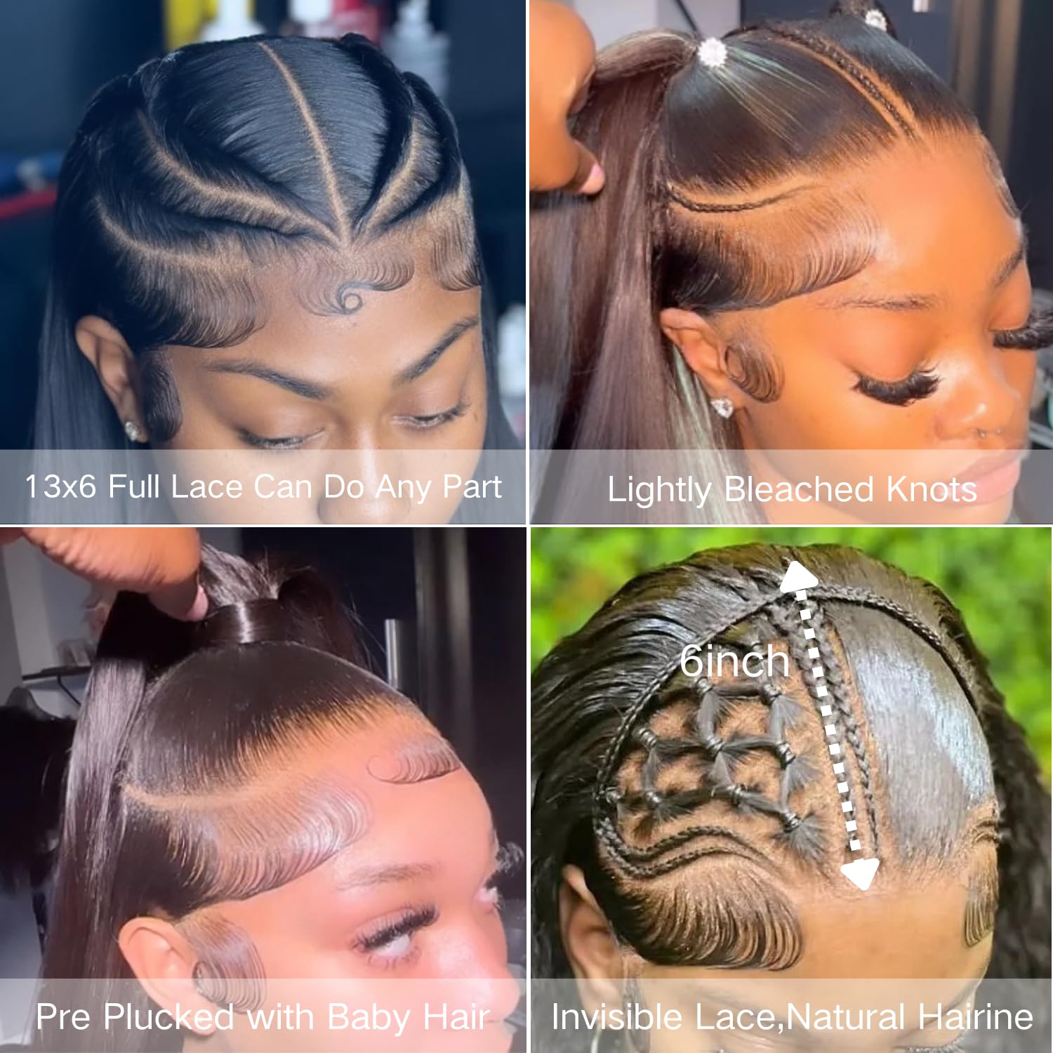 13x6 Lace Front Wigs Human Hair Pre Plucked Bye Bey Knots Pre Bleached HD Straight Lace Front Human Hair Wig 180 Density Frontal Lace Wig Glueless Wigs Human Hair with Baby Hair for Women 24 Inch