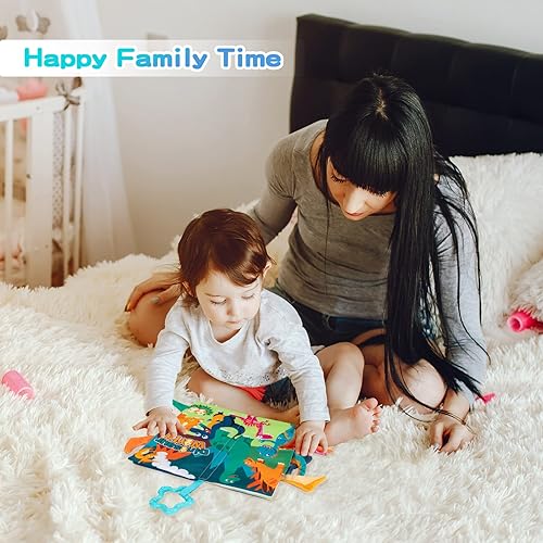 Miniatura 6 de Libros para bebés de 0 a 6 meses, 1 libro de tela arrugada para bebés, bebés y niños pequeños, juguetes de aprendizaje sensorial, cochecito, ducha,