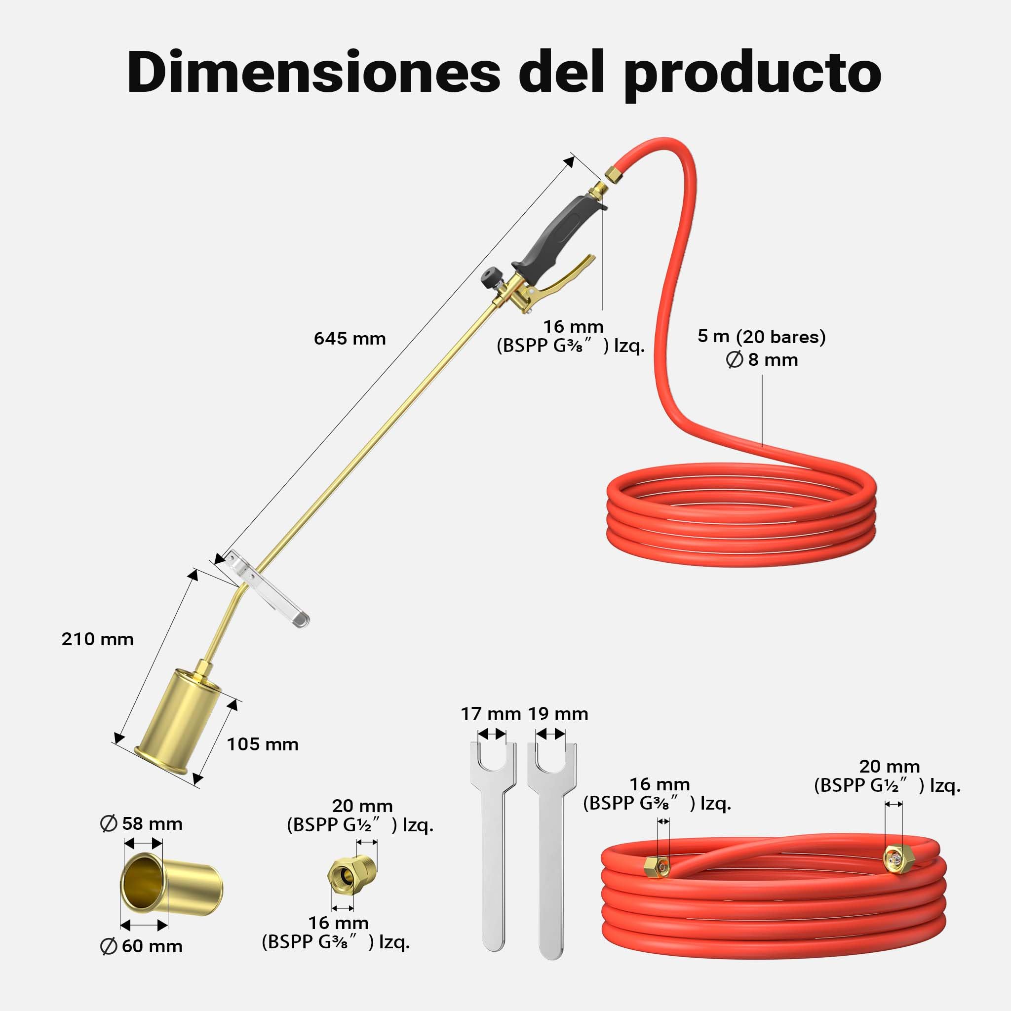 Soplete tubo goma Soldador a gas Quemador malas hierbas Dispositivo soldador Multiusos Jardín Quemar