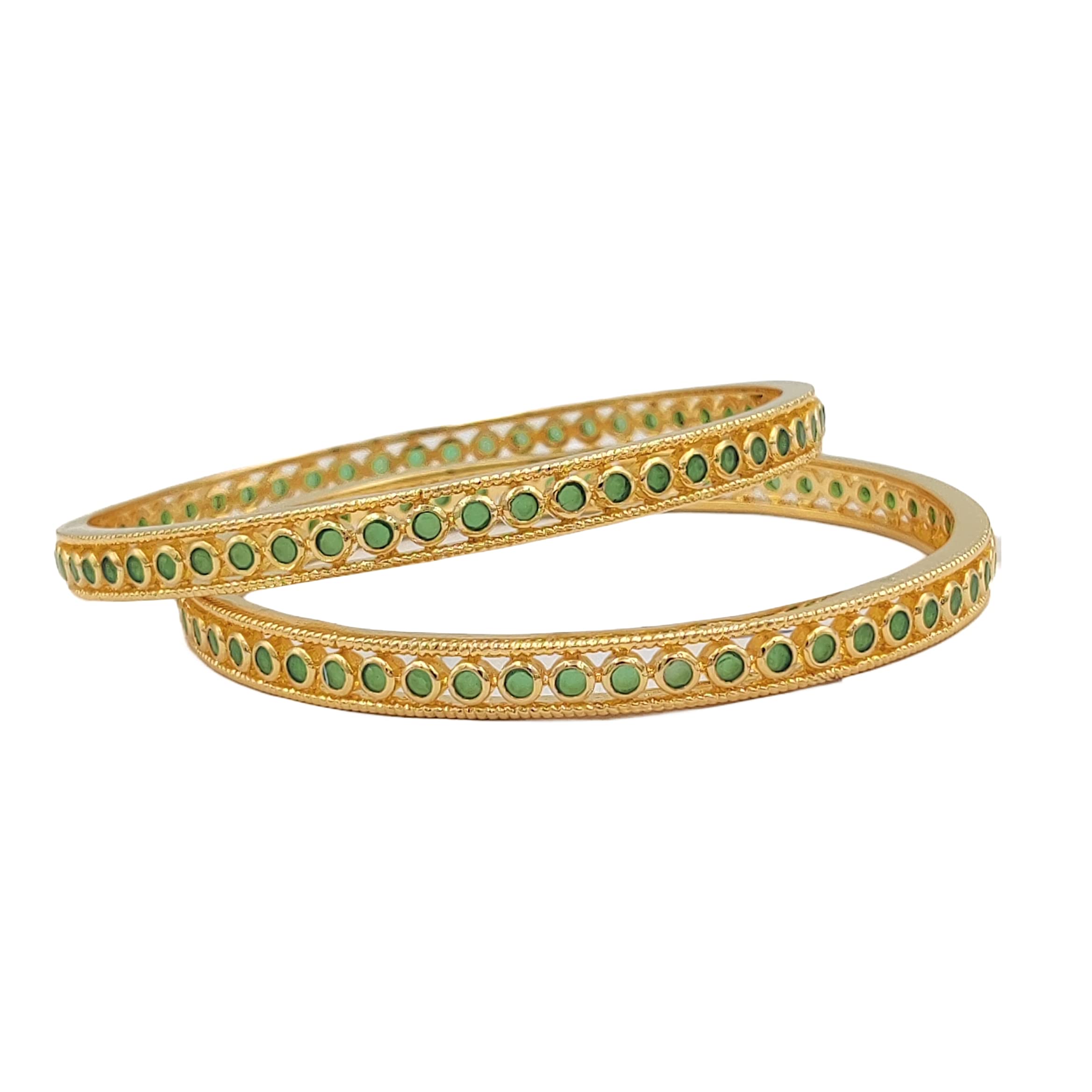 The Pink Lotus | Traditional Green Bangles | 18K Gold Plated Bangles | AAA+ Quality Swiss Cz | Bangles for Women (2.8) (B0BT1WKSLG) Amazon Price History, Amazon Price Tracker