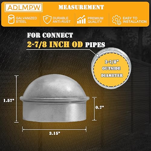 Miniatura 2 de Paquete de 4 Tapones de poste de valla de eslabones de cadena de 2-78 pulgadas, tapas de poste de acero galvanizado para postes de 2-78 pulgadas de