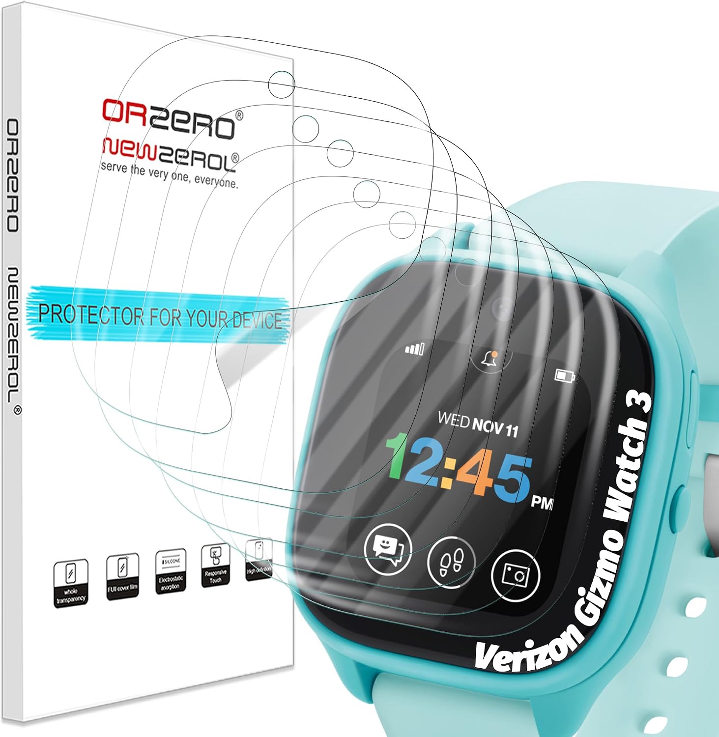 Orzero (7 Pack) Screen Protector Compatible for Verizon Gizmo Watch 3, Premium Soft TPU (Not Tempered Glass) High Definition Anti-Scratch Bubble Free (Not for Verizon Gizmo Watch 3 Adventure)