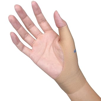 Hocafer Thumb Wrist Brace Compression Sleeve - Soft Elastic Thumb Protector Support for Relieving Pain, ArthritisToasted Almond, L, 2 Pack