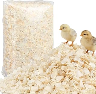 1LB/2LB Chicken Coop Bedding for Chicks– White Poplar Wood Shavings, Ultra-Absorbent Chick Brooder Bedding, Natural Odor-Control Wood Flakes for Keep Coop Dry Clean and Tidy (2LB)