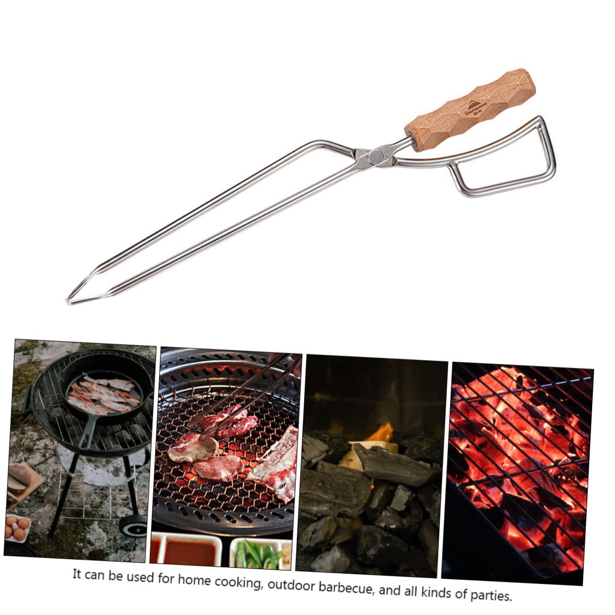 Pinza para Leña con Mango de Acero Inoxidable para Barbacoa al Aire Pinza para Carbón Artesanía Fina