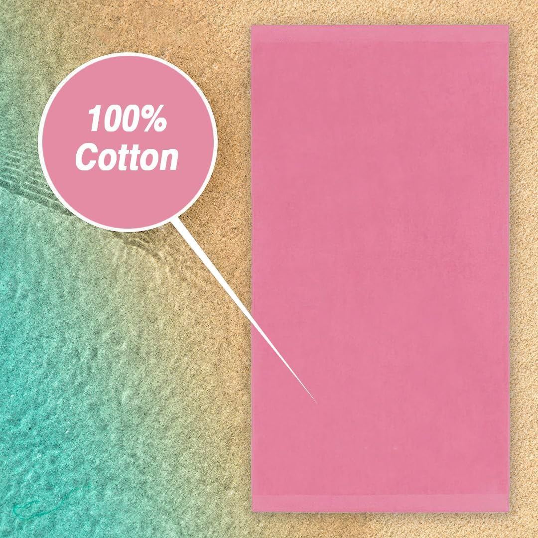 Kaufman – Velour Solid Color Bath Sheets, Beach Towel, Pool Towel, 100% Cotton, 30''x60'', Absorbent Towel (12, Pink)