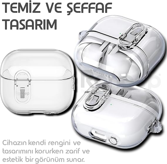 Transparent Headphone Case with Security Lock Design for Rongep Samsung Galaxy Buds 3 Pro and Buds 3 Shockproof Scratch and Yellowing Resistant Transport Hanger TPU Silicone Protector (Transparent)