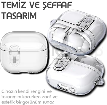 Transparent Headphone Case with Security Lock Design for Rongep Samsung Galaxy Buds 3 Pro and Buds 3 Shockproof Scratch and Yellowing Resistant Transport Hanger TPU Silicone Protector (Transparent)