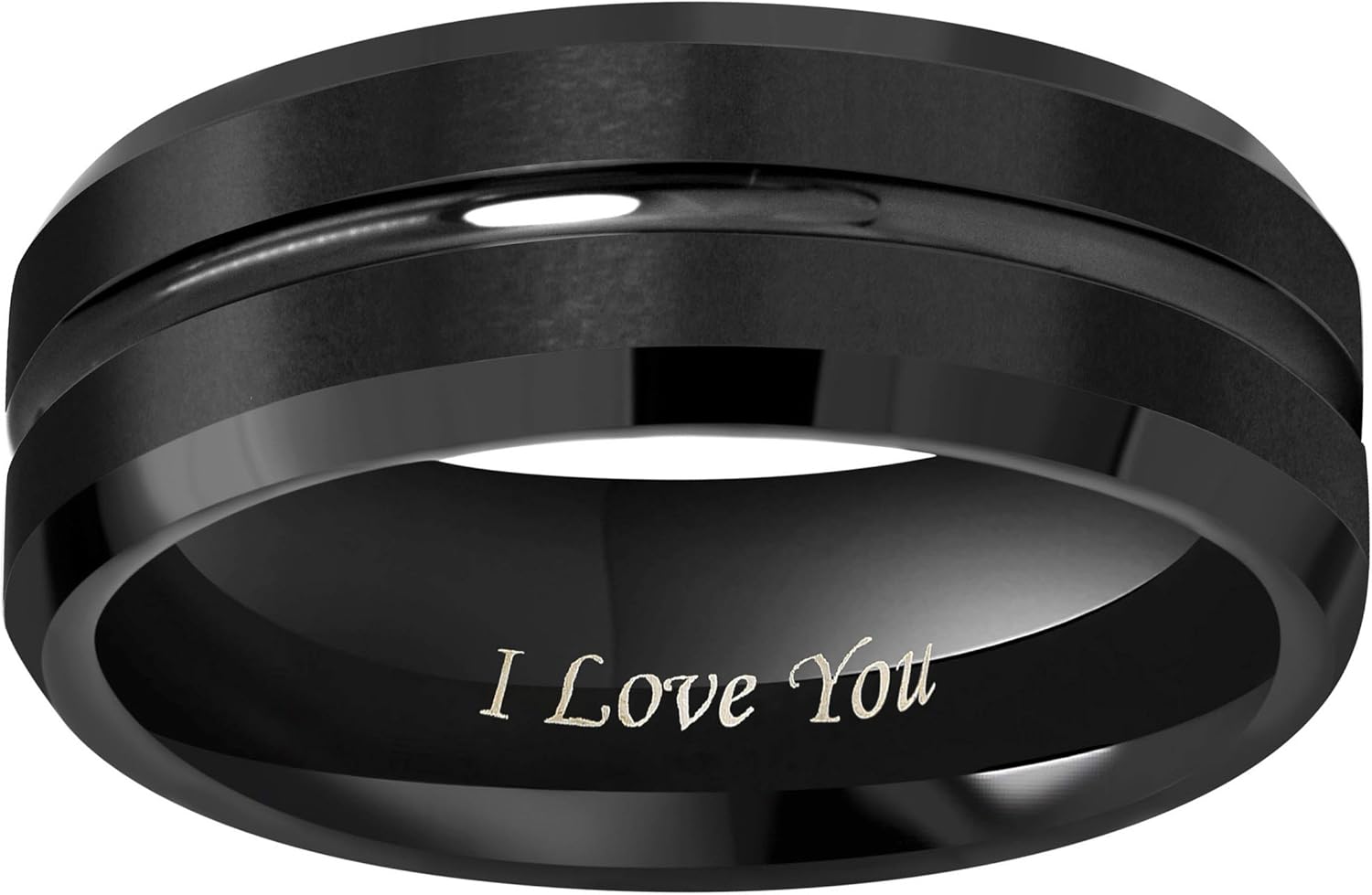 CROWNAL 10mm 8mm 6mm Tungsten Wedding Band Ring Engraved I Love You Men Women Polished Groove Matte Finish Beveled Edges Size 5 To 17 - Image 2