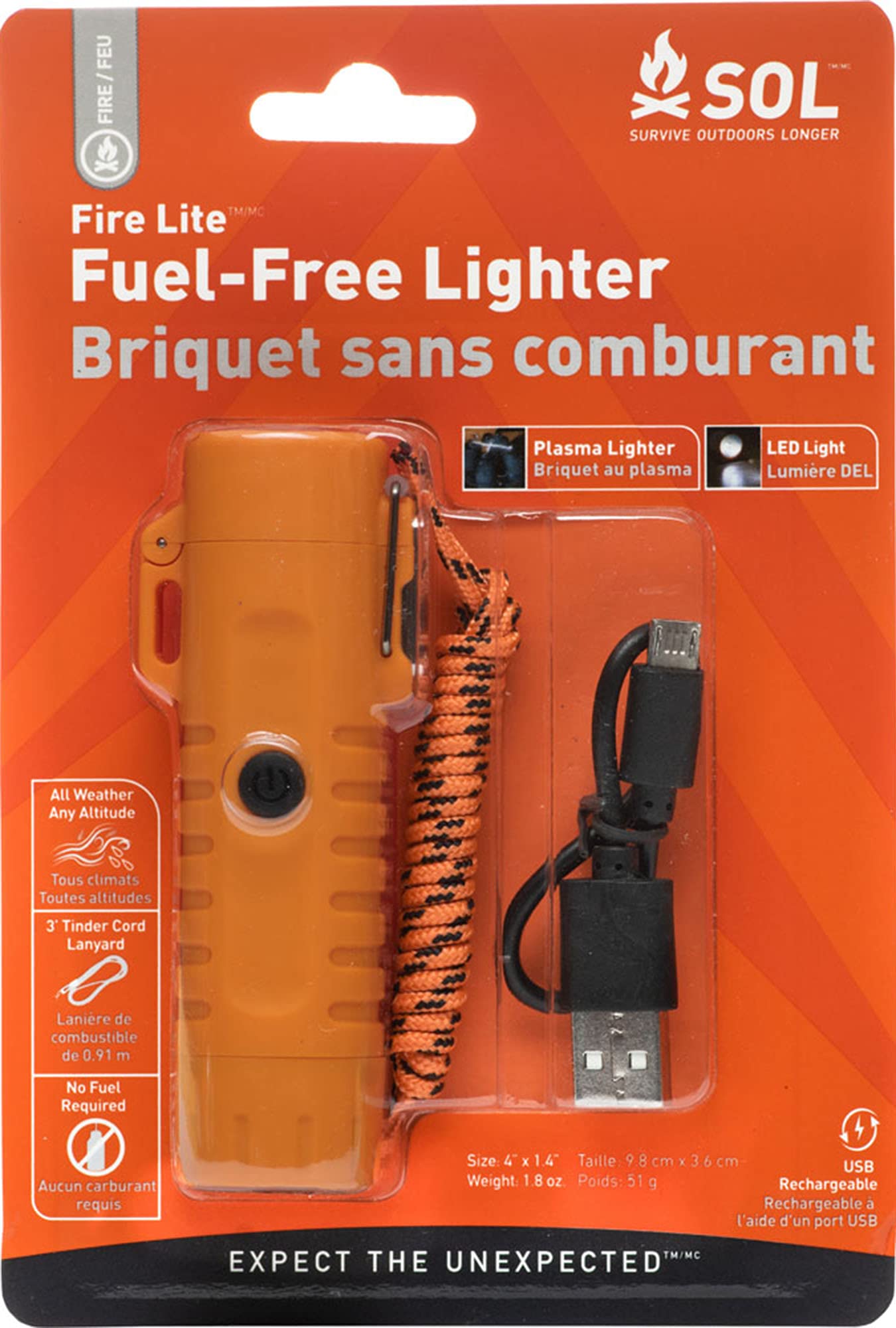 SOL 13712 Outdoor Camping Lighter, Fire Light, Fuel Free Lighter