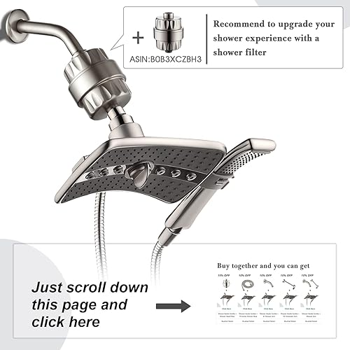 Miniatura 5 de Combo de cabezales de ducha de bronce con cabezal de ducha fijo y cabezal de ducha de mano en bronce aceitado