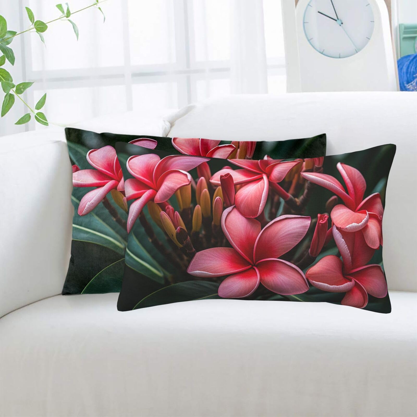 Plumeria Standard Pillowcases Sets of 2, Ultra Soft Microfiber Plush Pillow Cases 20"X30" Comfort Decorative Throw Pillow Cover with Hidden Zipper for Bedroom, Sofa, Couch