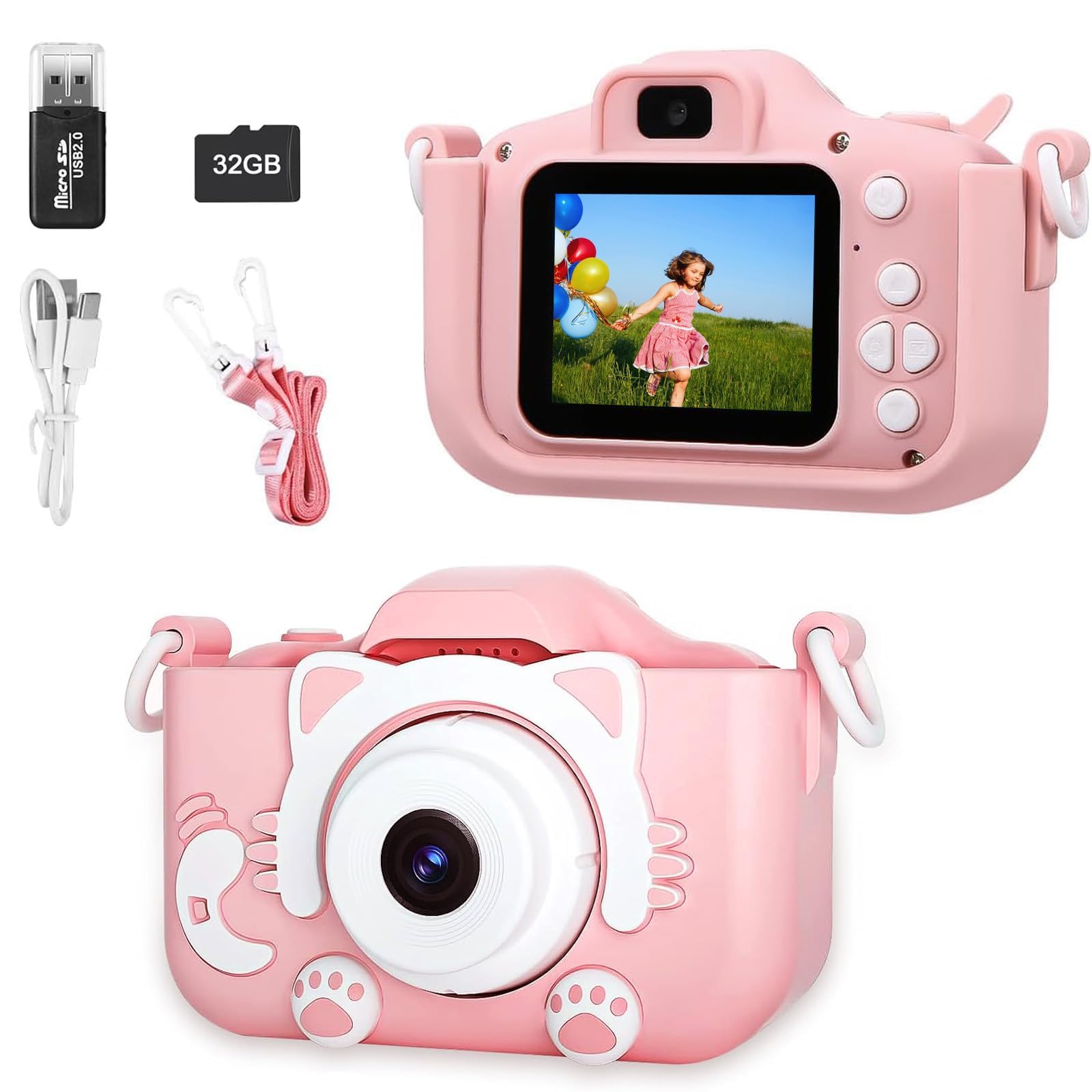 Children's Camera 1080P HD, 2-Inch Display with 32GB Card and Shockproof | High resolution selfie shooting; 2-inch colour display; shatterproof & USB rechargeable; suitable for children 3-10 years old-image-10