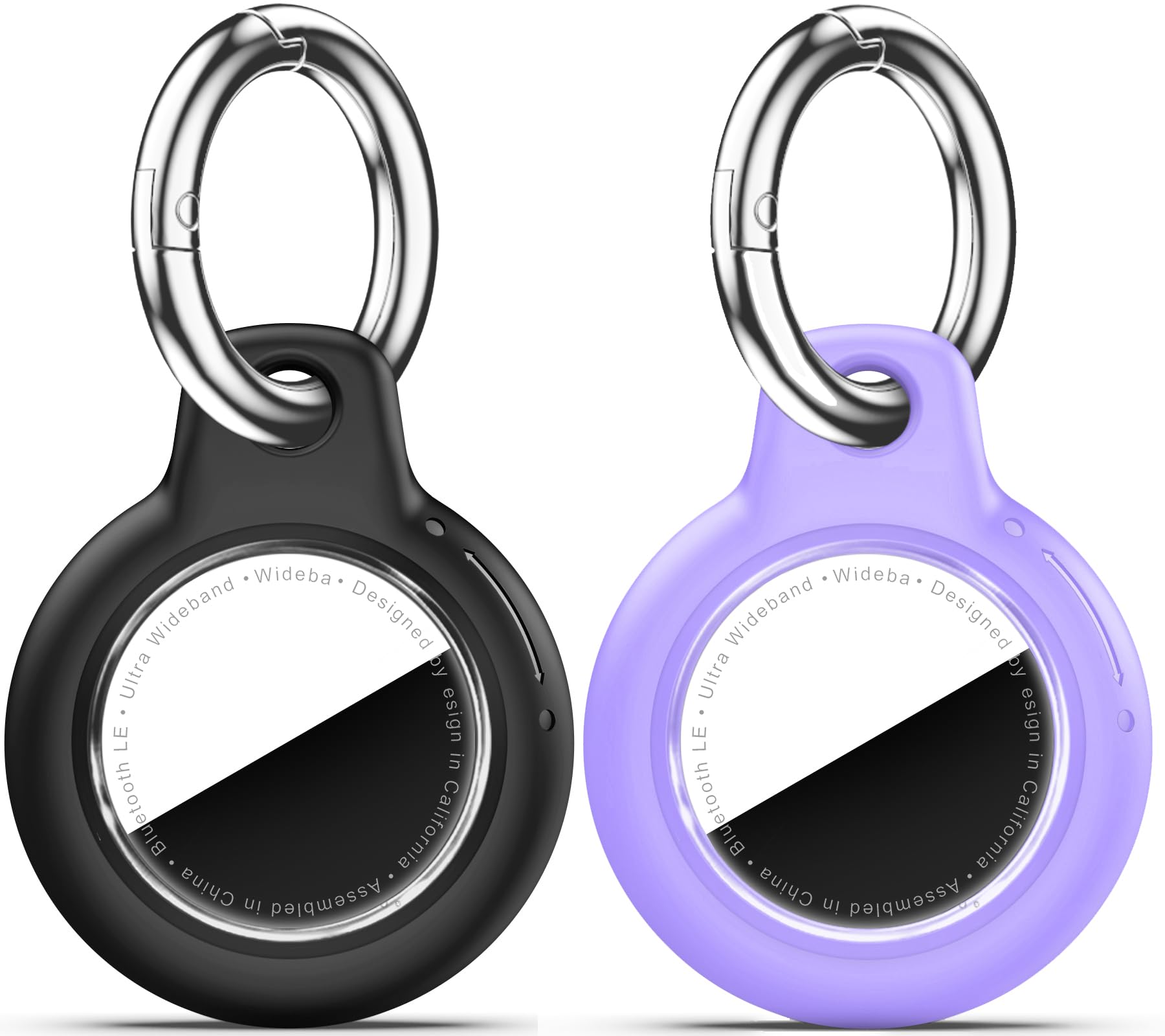 Upgrade Waterproof 2 Pack Airtags Holder with Apple Airtags Keychain, Hard PC Air Tag Case, Anti-Scratch &amp; Shock Air tag Holder, Men's Women's Keyrings &amp; Keychains -Black+Purple