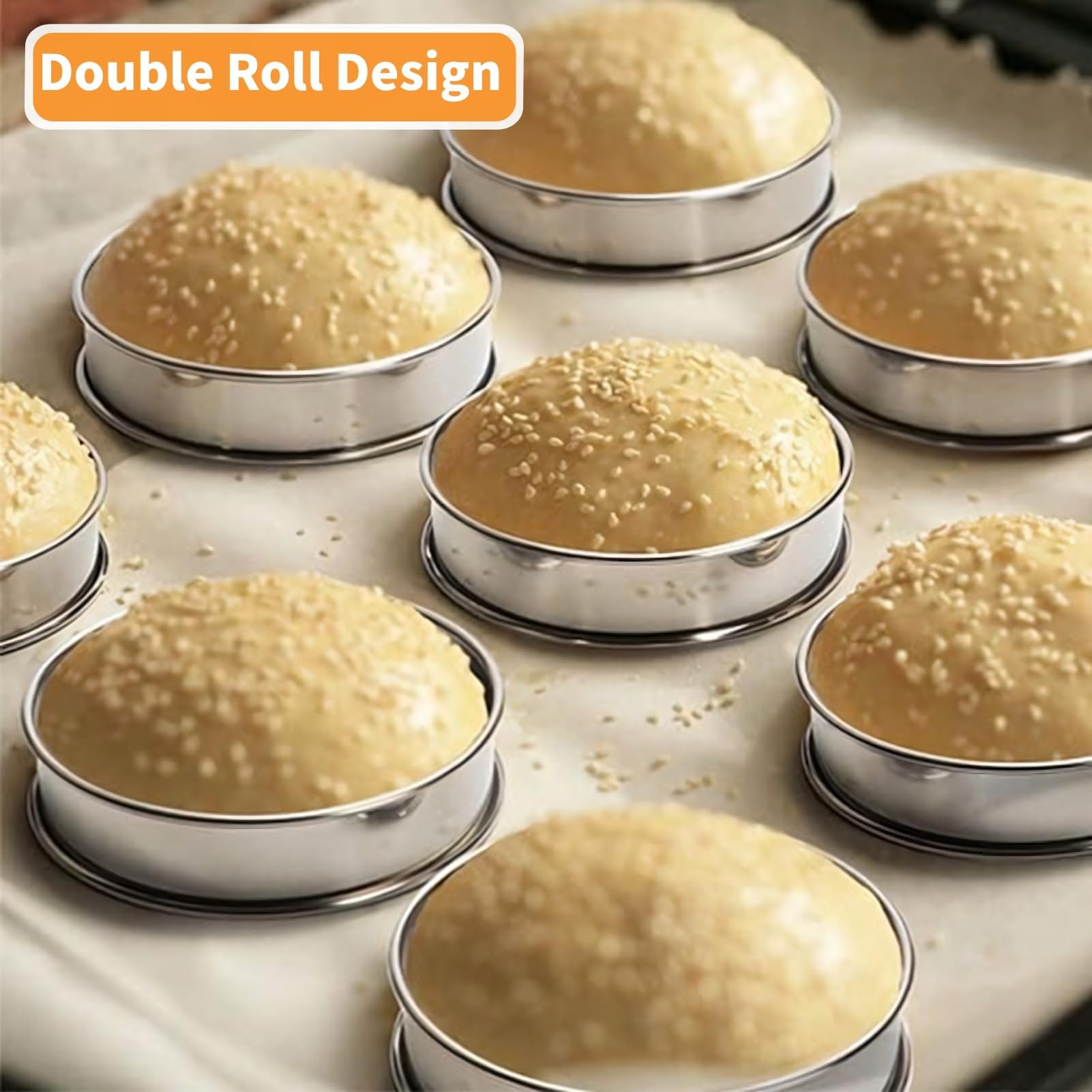 HERCHR 6 Pieces English Muffin Rings,Stainless Steel Ring Crumpet Rings,Circle Egg Ring, Cooking Rings,Muffin Tart Rings Nonstick Metal Round Ring Mold(8CM)