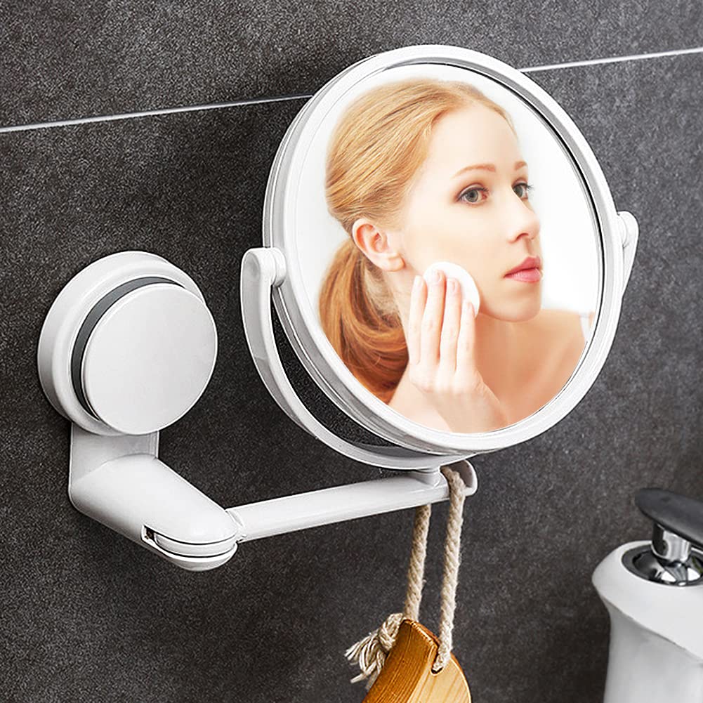 Softfree Wall Mounted Makeup Mirror -1X & 3X Magnification 5.9'' Two-Sided Swivel Extendable Bathroom HD Mirror