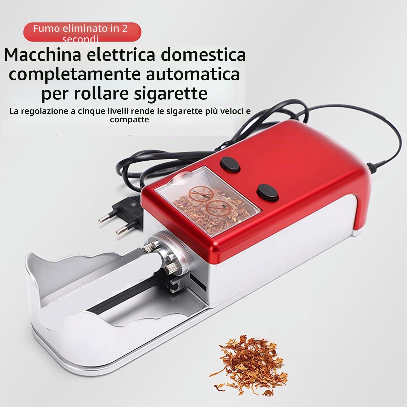 MObyat Macchina per Rollare Sigarette Elettrica, 5 Livelli di Regolazione, Completamente Automatica, 5,5/6,5/8,0 Mm, Rollatrice Elettrica Universale, 1 Stick in 2 Secondi, Regalo per Padre E Marito