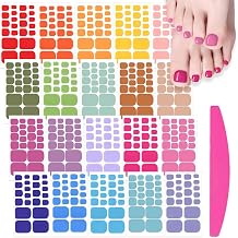 20 Sheets Toe Nail Stickers Full Nail Wraps for Women Solid Color Toenail Polish Strips Self Adhesive Toes Sticker Nail Polish Gel Toenails Stickers with 1pc Nail File