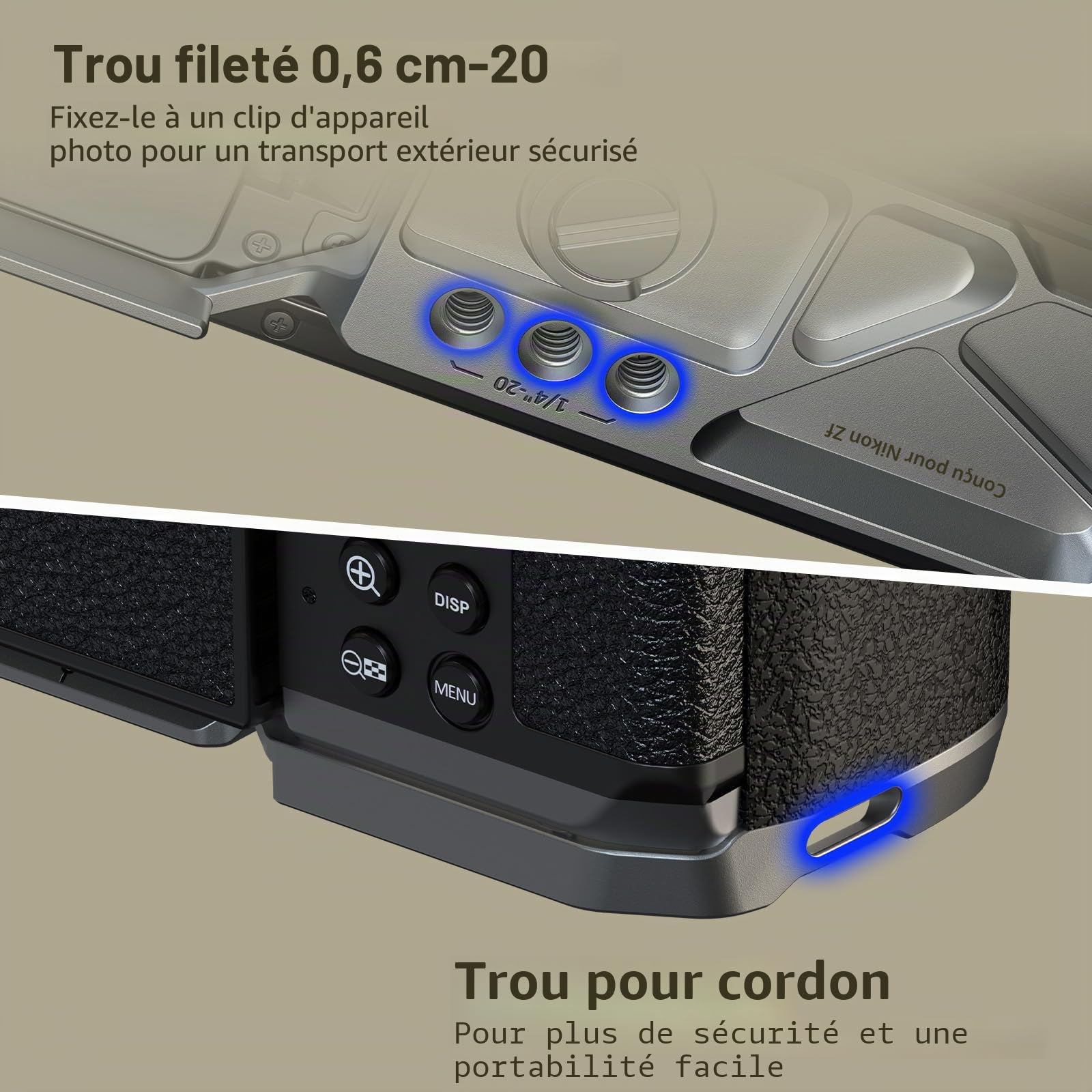 SMALLRIG Poignée en Silicone en Forme de L pour Nikon Z f, avec Plaque de dégagement Rapide intégrée pour Arca et Trou pour dragonne, poignée Ergonomique en Silicone pour trépieds- 5706