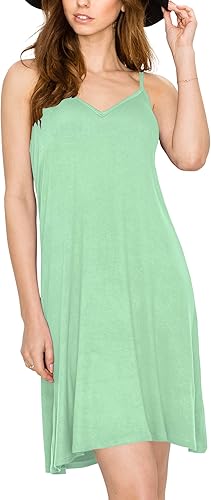 Miniatura 3 de Lock and Love - Vestido corto de túnica Cami para mujer con cuello en V y tirantes delgados, fabricado en Estados Unidos