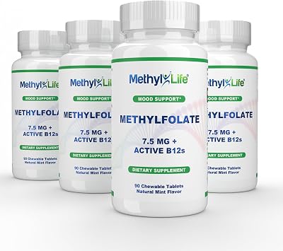 Methyl-Life Pure L-Methylfolate 7.5mg + Vitamin B12 (Hydroxy B12 & Adenosylcobalamin) | Active 5-MTHF Calcium with Cerebrofolate | Vegan, Non-GMO, Gluten-Free | 90 Chewable Tablets