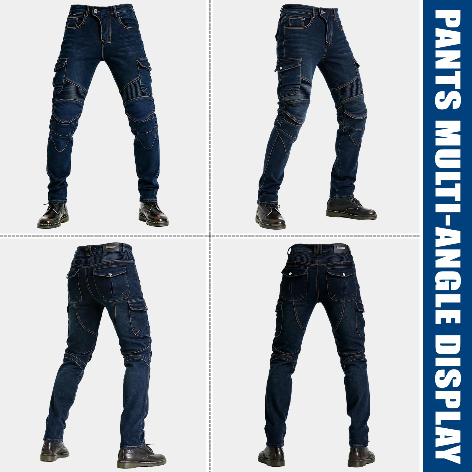 Uomo Pantaloni Moto, Jeans Moto Traspirante Protettivi in Denim Uomo Pantaloni Moto, Jeans Moto Traspirante Resistente all'Usura Tutte Le Stagioni, per Tutti I Giorni & Viaggi
