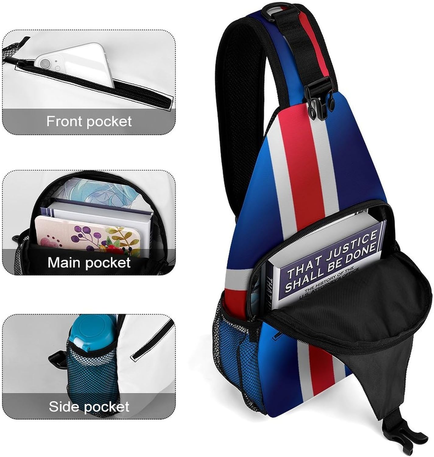 Fashion Chest Pack Travel Shoulder Bag, Flag of Iceland Small Cross Body Sling Bag For Women Men