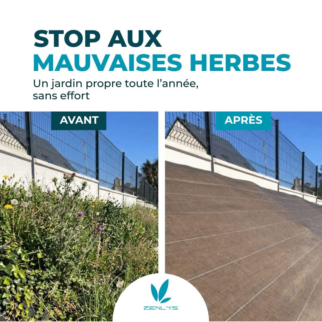 Grande Largeur 130gr m2 Toile Bache de paillage Marron tissée Anti-Mauvaises Herbes Largeur 5,15m Longueur 10m