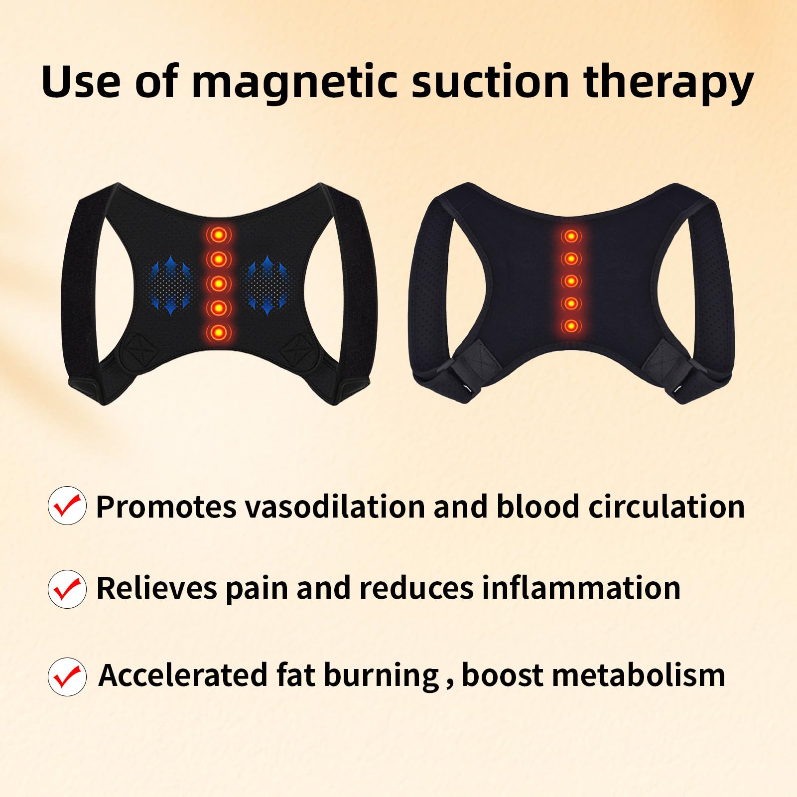 Corrector Postura Espalda Hombre Mujer con Imanes, Corrector de Espalda Cómodo y Respirable Espalda Recta de Postura para Hombro Espalda Prevención del Dolor Corrección de Postura (S-M) - 2