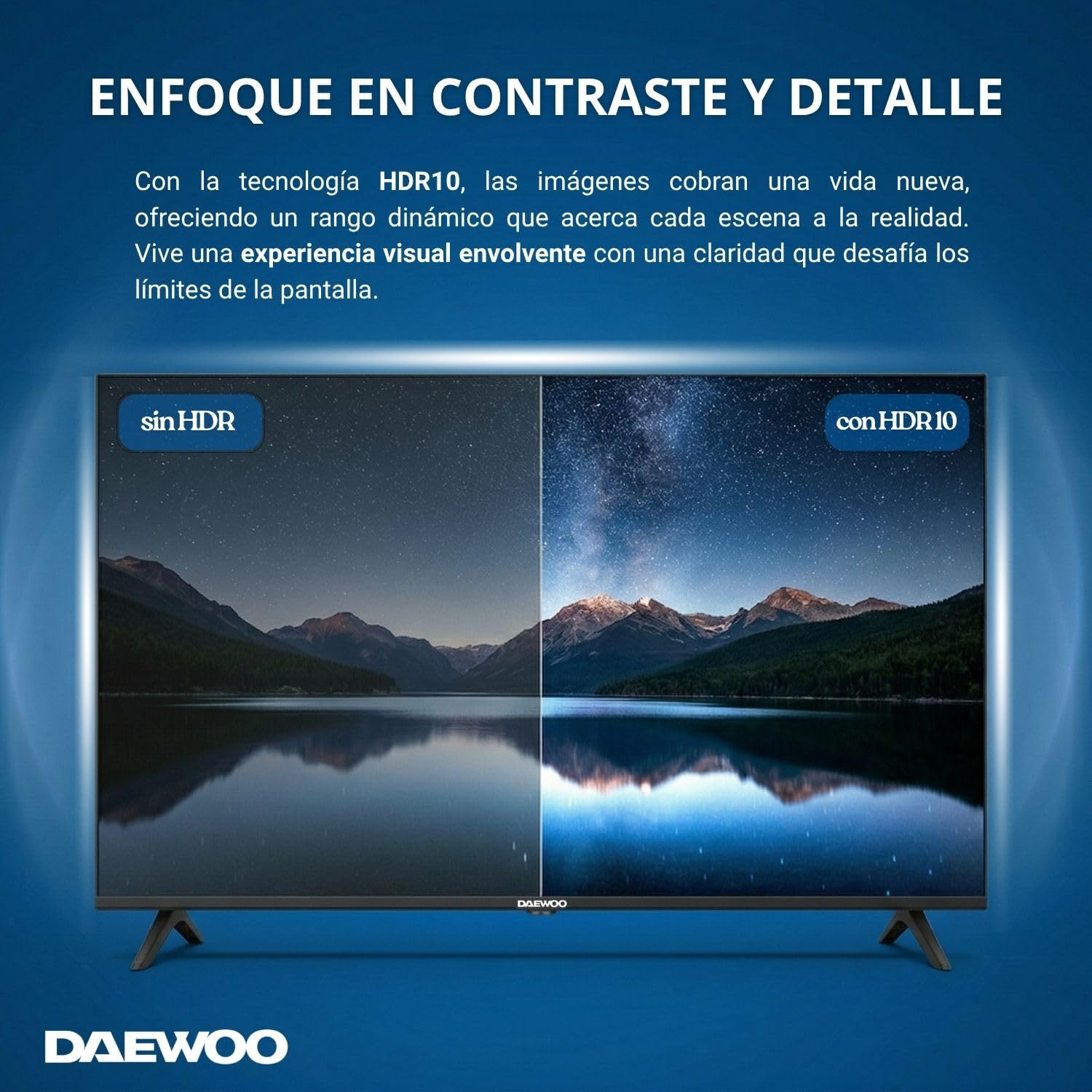 Daewoo 40VB56FV Smart TV 40 Pulgadas Full HD, HDR10, Dolby Audio, WiFi, HDMI, Diseño Sin Marcos (Frameless), Funciones de accesibilidad, Gama 2026