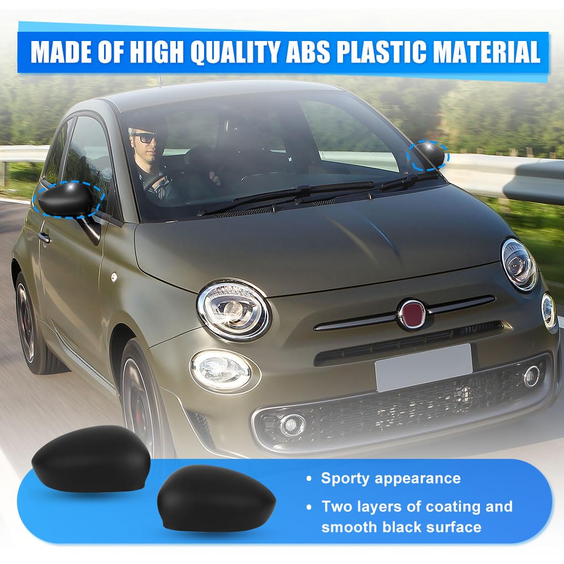 Coque de Rétroviseur de Voiture pour Fiat 500 500C 500E 2007-2024
