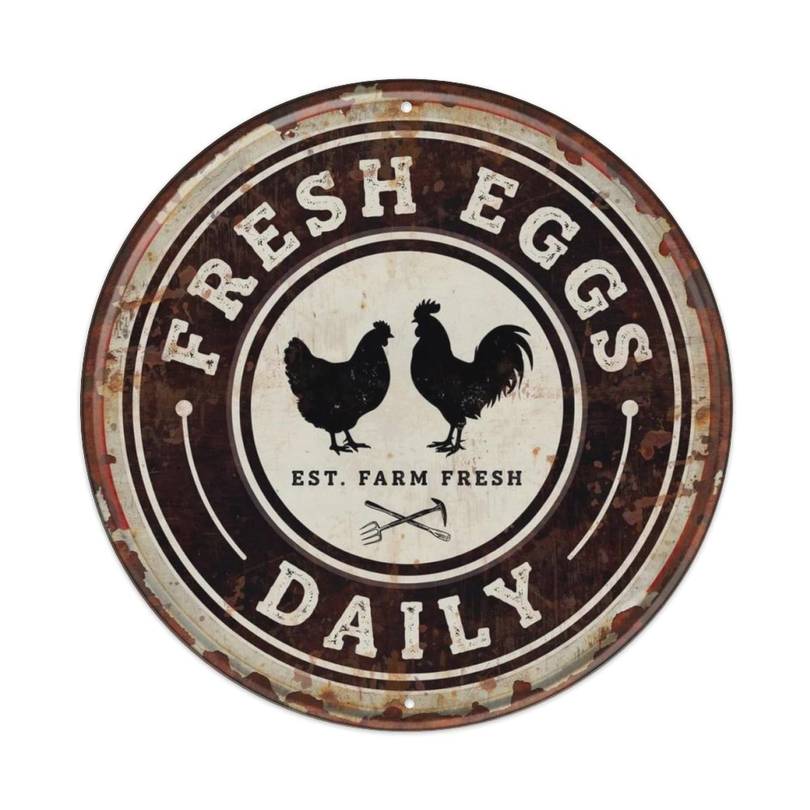 Rustic Round Farm Sign Metal Tin Sign Plaque