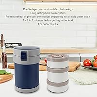 Vista 3 de Contenedor de alimentos aislado, 2L 3 niveles de acero inoxidable al vacío, recipiente aislado con tapa, recipientes térmicos para el almuerzo, caja